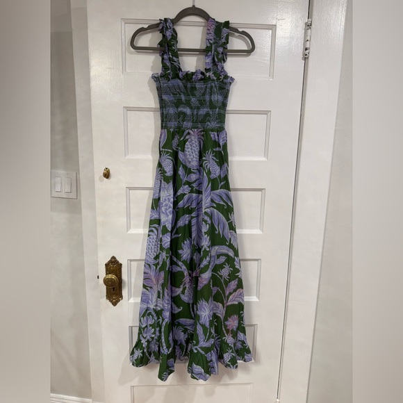 Farm Rio Tropical Swing Smocked Sleeveless Midi Dress - Picture 6 of 7